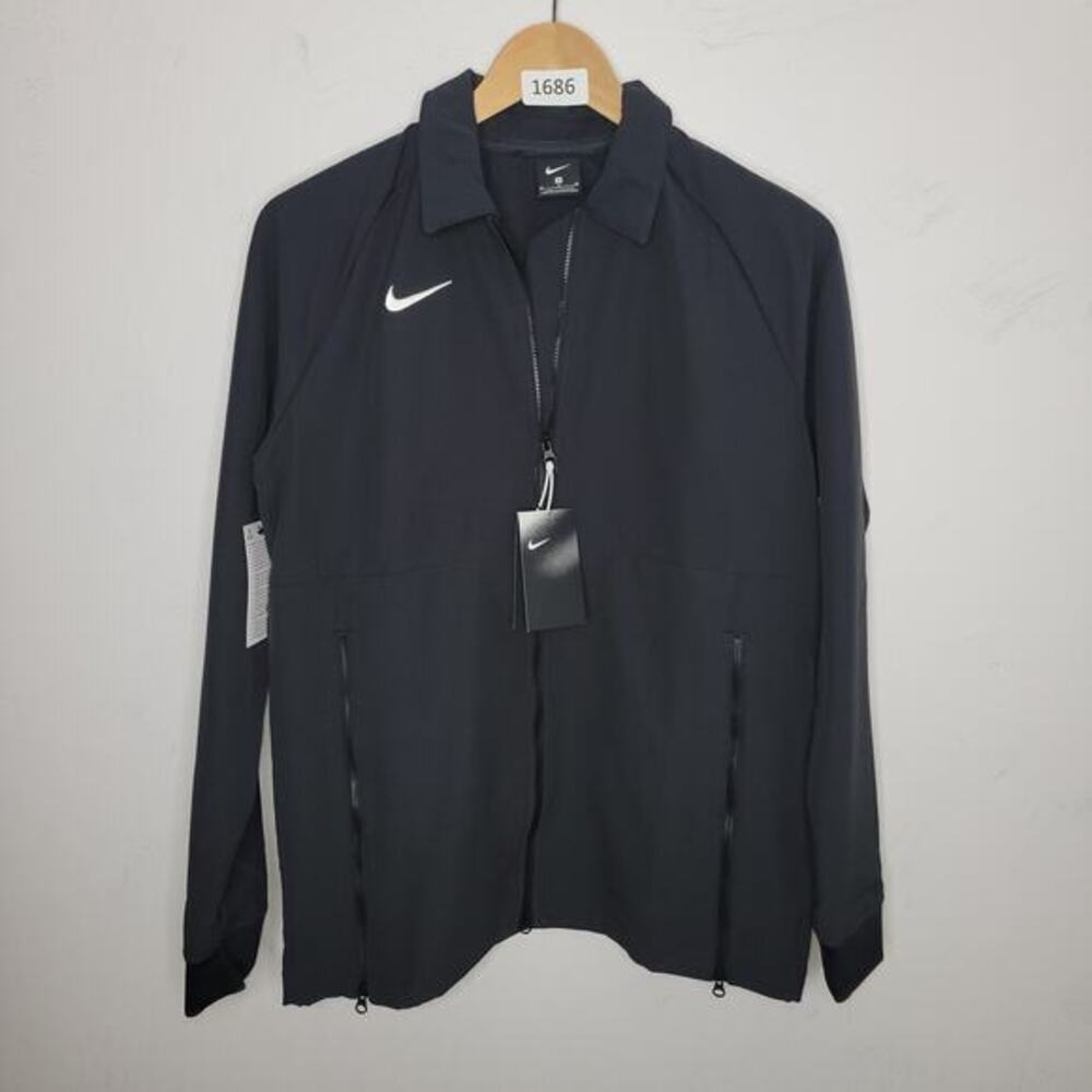 New Nike Jacket‎ Womens Size Medium Midweight Sideline Black Magnetic Pockets
